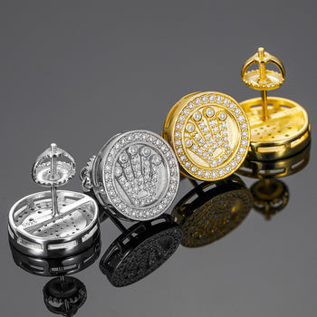 Bague couronne ronde en diamant moissanite et argent sterling 