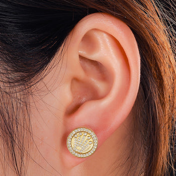 Bague couronne ronde en diamant moissanite et argent sterling 