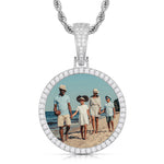 MOISSANITE DIAMOND ROUND CUSTOM PHOTO PENDANT IN STERLING SILVER {STYLE 2}