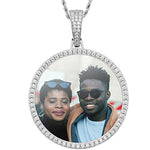 MOISSANITE DIAMOND ROUND CUSTOM PHOTO PENDANT IN STERLING SILVER {STYLE 2}