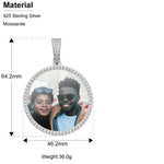 MOISSANITE DIAMOND ROUND CUSTOM PHOTO PENDANT IN STERLING SILVER {STYLE 2}