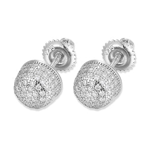Boucles d'oreilles puces rondes en diamant moissanite et argent sterling