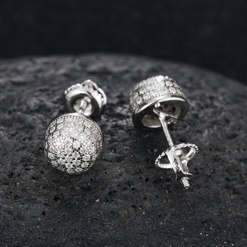 Boucles d'oreilles puces rondes en diamant moissanite et argent sterling