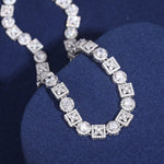 MOISSANITE DIAMOND ROUND-FOUR LEAF CLOVER LINK NECKLACE OR BRACELET IN STERLING SILVER