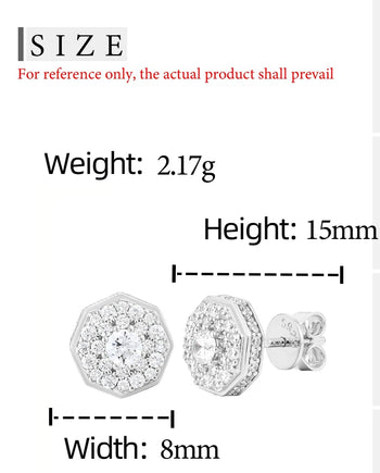 MOISSANITE DIAMOND ROYAL HALO OCTAGON STUDS IN STERLING SILVER