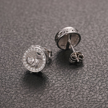 Boucles d'oreilles puces en moissanite et diamant, motif sauge, en argent sterling