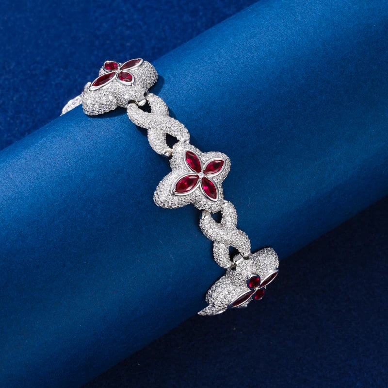MOISSANITE DIAMOND SCARLET BLOOM BRACELET IN STERLING SILVER