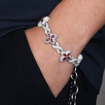 MOISSANITE DIAMOND SCARLET BLOOM BRACELET IN STERLING SILVER