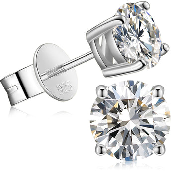 Klassische Moissanit-Ohrstecker mit Schraubverschluss aus Sterlingsilber