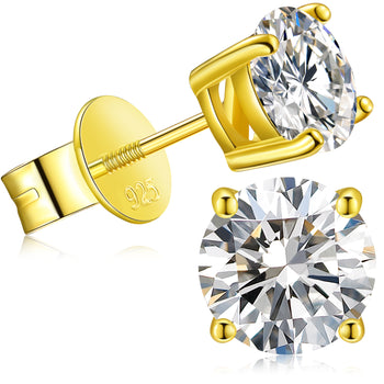 Klassische Moissanit-Ohrstecker mit Schraubverschluss aus Sterlingsilber