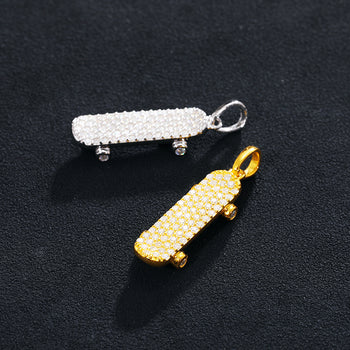 MOISSANIT-DIAMANT-SKATEBOARD-ANHÄNGER AUS STERLINGSILBER