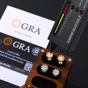 MOISSANIT-DIAMANT-SCHNEEFLOCKEN-HALO-OHRSTÖSSE AUS STERLINGSILBER 