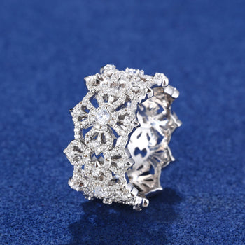 MOISSANITE DIAMOND SPARKLING BAND RING IN STERLING SILVER