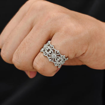 MOISSANITE DIAMOND SPARKLING BAND RING IN STERLING SILVER