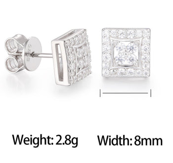 Boucles d'oreilles clous en forme de trèfle à quatre feuilles, serties de diamants et de moissanite, en argent sterling