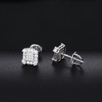 Boucles d'oreilles puces carrées en diamant moissanite et argent sterling