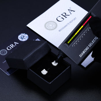 Boucles d'oreilles puces carrées en diamant moissanite et argent sterling