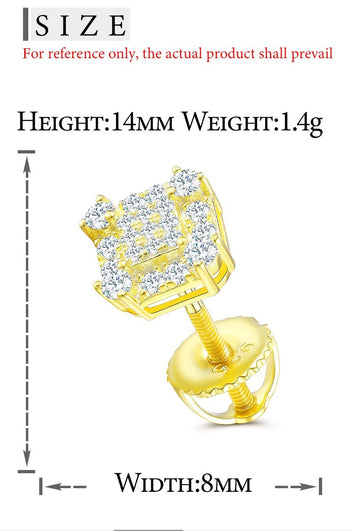 Boucles d'oreilles puces carrées en diamant moissanite et argent sterling