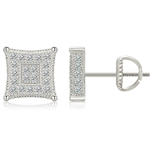 Boucles d'oreilles puces carrées en diamant moissanite et argent sterling