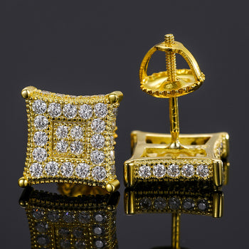 Boucles d'oreilles puces carrées en diamant moissanite et argent sterling