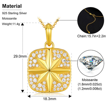 Collier pendentif en argent sterling orné d'une breloque étoile en moissanite et diamant.