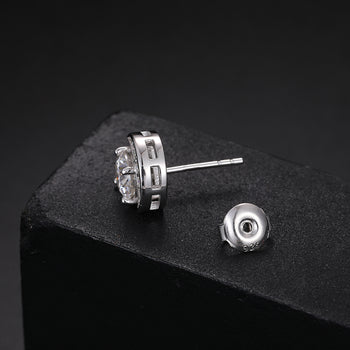 MOISSANITE DIAMOND SUN AND MOON STUD EARRINGS IN STERLING SILVER - IVORY & EBONY