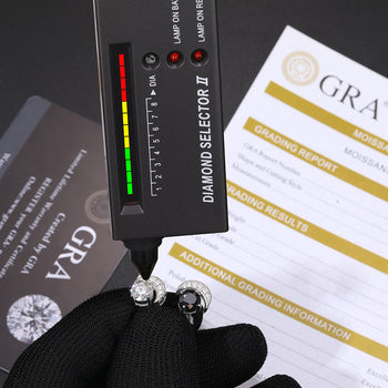 MOISSANITE DIAMOND SUN AND MOON STUD EARRINGS IN STERLING SILVER - IVORY & EBONY