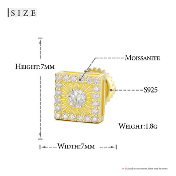 Boucles d'oreilles à vis en argent sterling, serties de diamants et de moissanite en forme de soleil