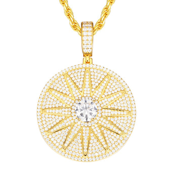 COLLIER PENDENTIF ÉTIQUETTE DE SOLEIL EN MISSANITE ET DIAMANT, EN ARGENT MASSIF