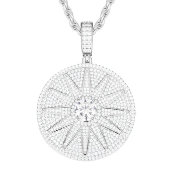 COLLIER PENDENTIF ÉTIQUETTE DE SOLEIL EN MISSANITE ET DIAMANT, EN ARGENT MASSIF