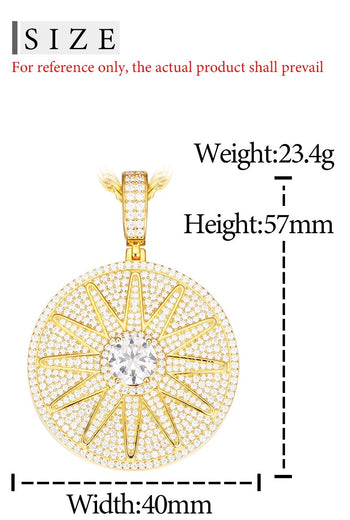 COLLIER PENDENTIF ÉTIQUETTE DE SOLEIL EN MISSANITE ET DIAMANT, EN ARGENT MASSIF