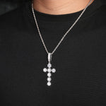 MOISSANITE DIAMOND SUNSHINE CROSS PENDANT IN STERLING SILVER