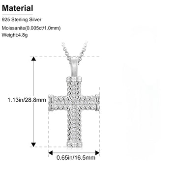 Collier pendentif croix tourbillonnante en moissanite et diamants, en argent sterling