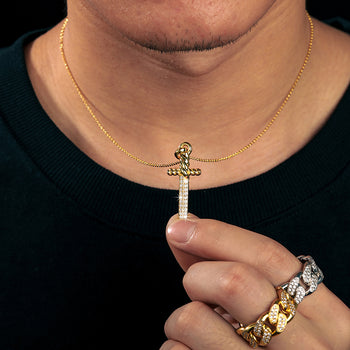 Pendentif croix en moissanite et diamants, en argent sterling