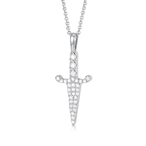 Dolchanhänger aus Moissanit und Diamanten in Sterlingsilber