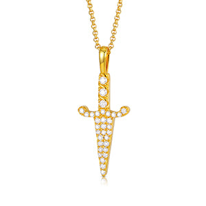 Dolchanhänger aus Moissanit und Diamanten in Sterlingsilber