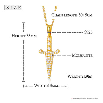 Dolchanhänger aus Moissanit und Diamanten in Sterlingsilber