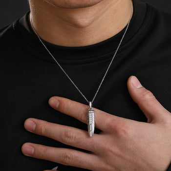 MOISSANIT-DIAMANT-SCHWERTANHÄNGER AUS STERLINGSILBER {STIL 3}