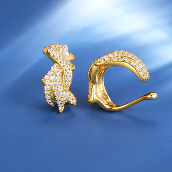 MOISSANITE DIAMOND THORNS CLIP-ON EAR CUFF EARRINGS IN STERLING SILVER