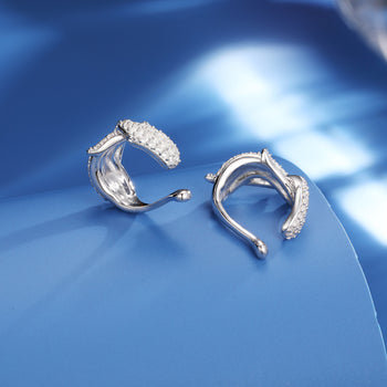 MOISSANITE DIAMOND THORNS CLIP-ON EAR CUFF EARRINGS IN STERLING SILVER