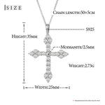 MOISSANITE DIAMOND TRI-STONE CROSS PENDANT IN STERLING SILVER