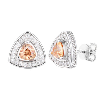 MOISSANITE DIAMOND TRIANGLE HALO STUD EARRINGS IN STERLING SILVER - IVORY & EBONY