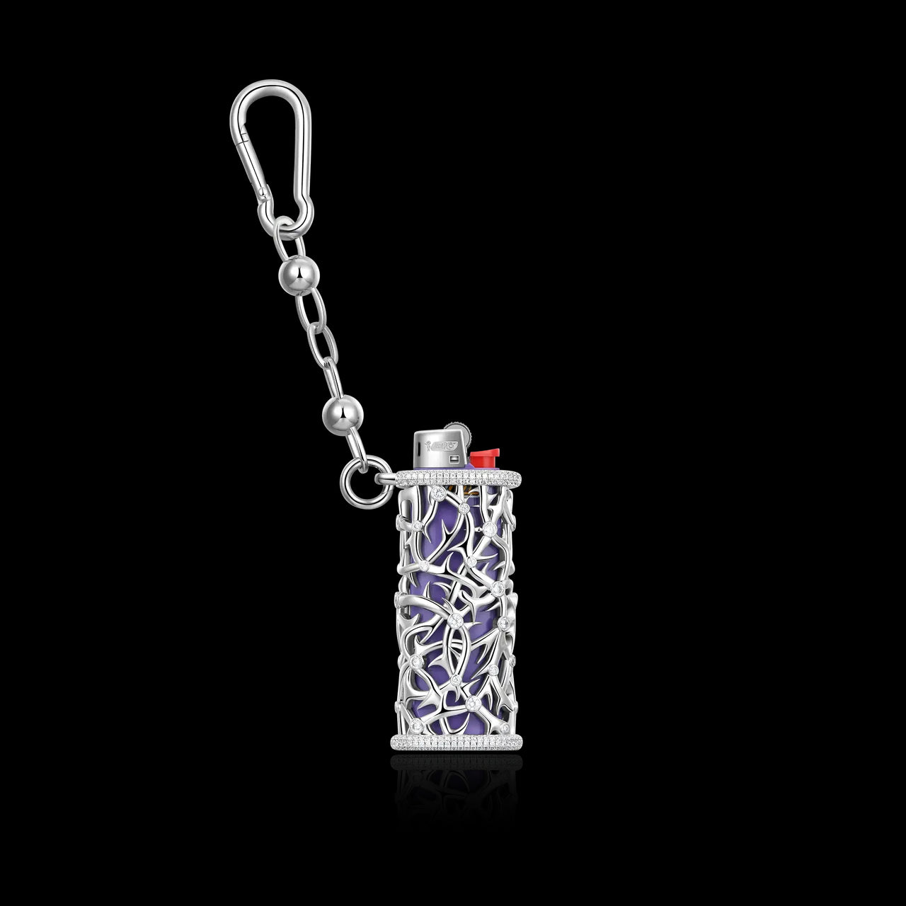 MOISSANITE DIAMOND TWILIGHT VINE LIGHTER CASE IN STERLING SILVER