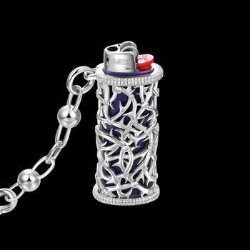 MOISSANITE DIAMOND TWILIGHT VINE LIGHTER CASE IN STERLING SILVER