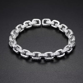 MOISSANITE DIAMOND TWISTED BOX CHAIN BRACELET IN STERLING SILVER - IVORY & EBONY