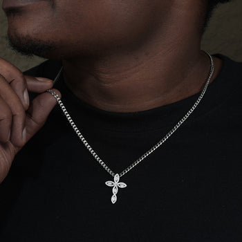 MOISSANITE DIAMOND TWISTED CROSS PENDANT IN STERLING SILVER