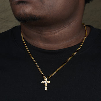 MOISSANITE DIAMOND TWISTED CROSS PENDANT IN STERLING SILVER