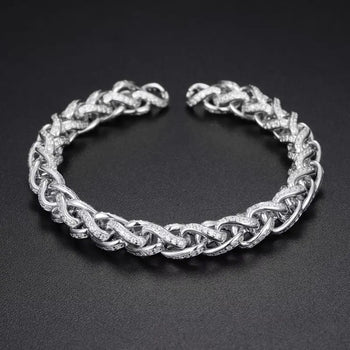 MOISSANITE DIAMOND TWISTED LINK CHAIN BRACELET IN STERLING SILVER - IVORY & EBONY