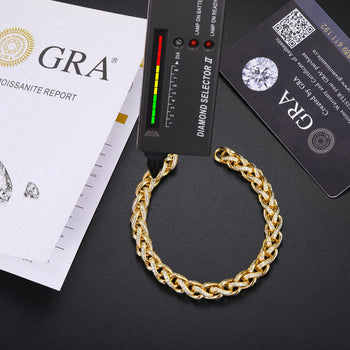 MOISSANITE DIAMOND TWISTED LINK CHAIN BRACELET IN STERLING SILVER - IVORY & EBONY