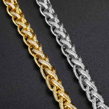 MOISSANITE DIAMOND TWISTED LINK CHAIN BRACELET IN STERLING SILVER - IVORY & EBONY